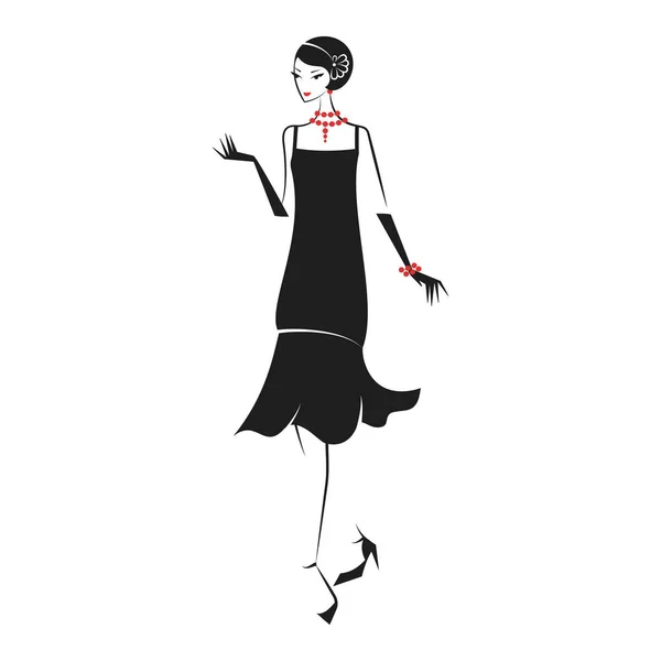Frau in einem Kleid der 20er Jahre — Stockvektor