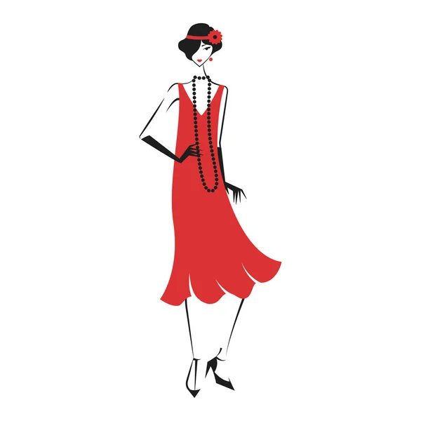 Donna in un abito degli anni '20 — Vettoriale Stock