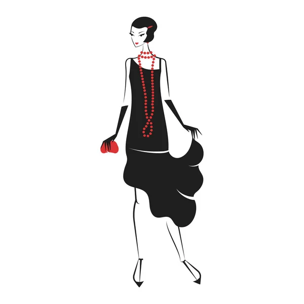 Femme en robe des années 20 — Image vectorielle