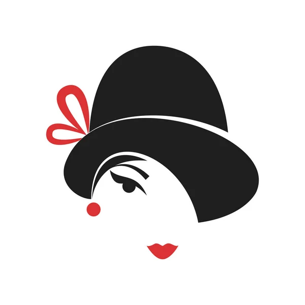 Hlava ženy v klobouku — Stockový vektor
