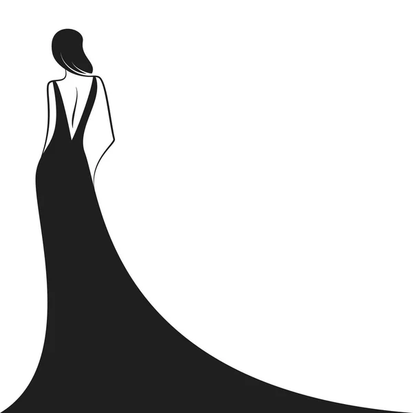 Kvinnan i svart balklänning — Stock vektor