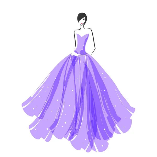 Woman in the ball gown purple — Stock Vector