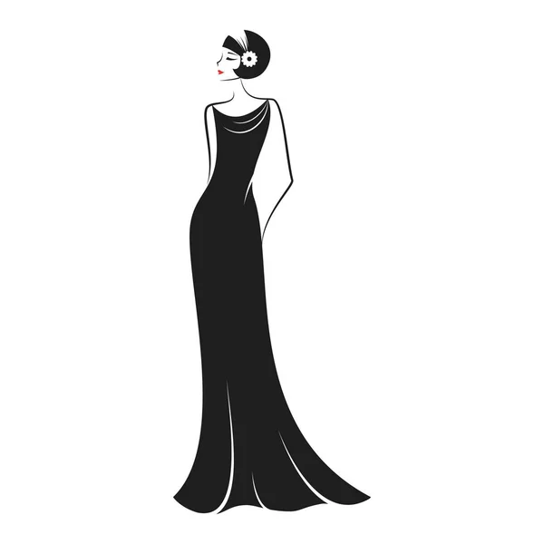 Frau in einem Kleid der 20er Jahre — Stockvektor
