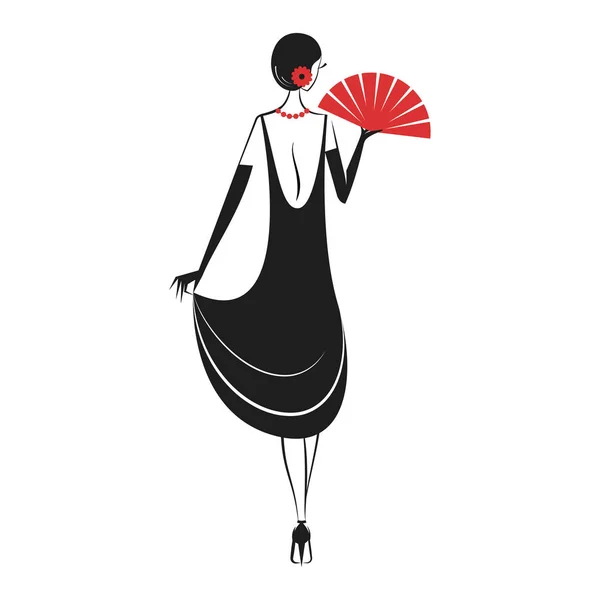 Mujer con un vestido de los años 20 — Vector de stock