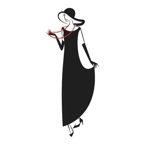 Mujer con un vestido de los años 20 — Vector de stock