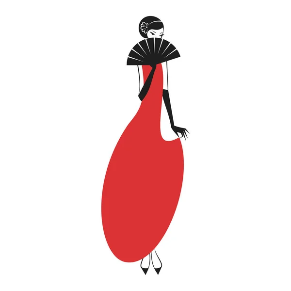 Femme en robe des années 20 — Image vectorielle