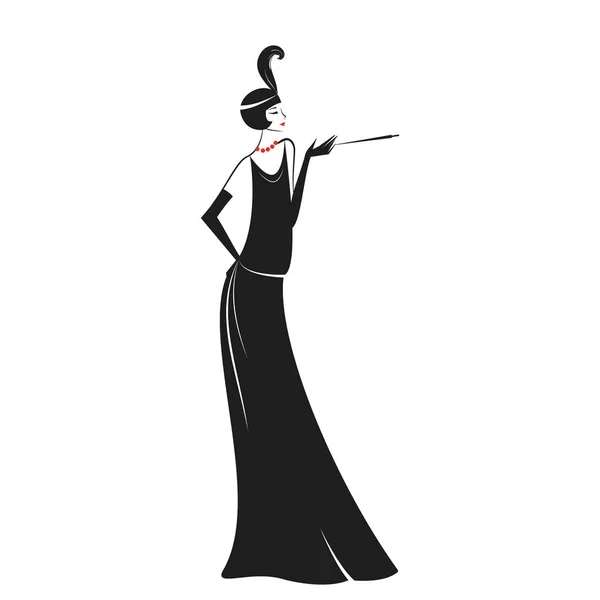 Mujer con un vestido de los años 20 — Vector de stock