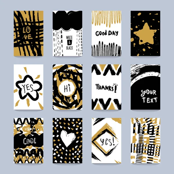 Folleto con vector abstracto negro y oro — Vector de stock