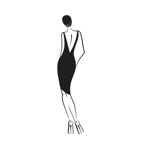 Femme dans la robe de bal noir — Image vectorielle
