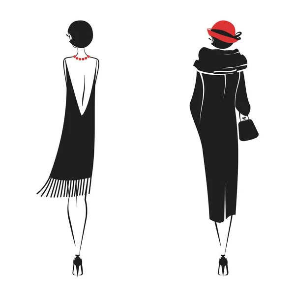 Femme en robe des années 20 — Image vectorielle