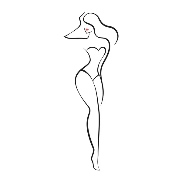 Mujer en traje de baño o lencería — Vector de stock