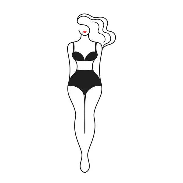 Mujer en bikini o lencería — Vector de stock
