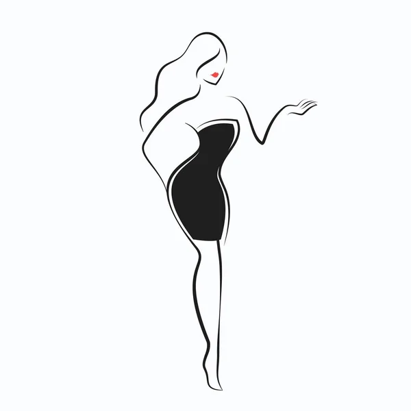 Küçük bir siyah elbise kadında — Stok Vektör