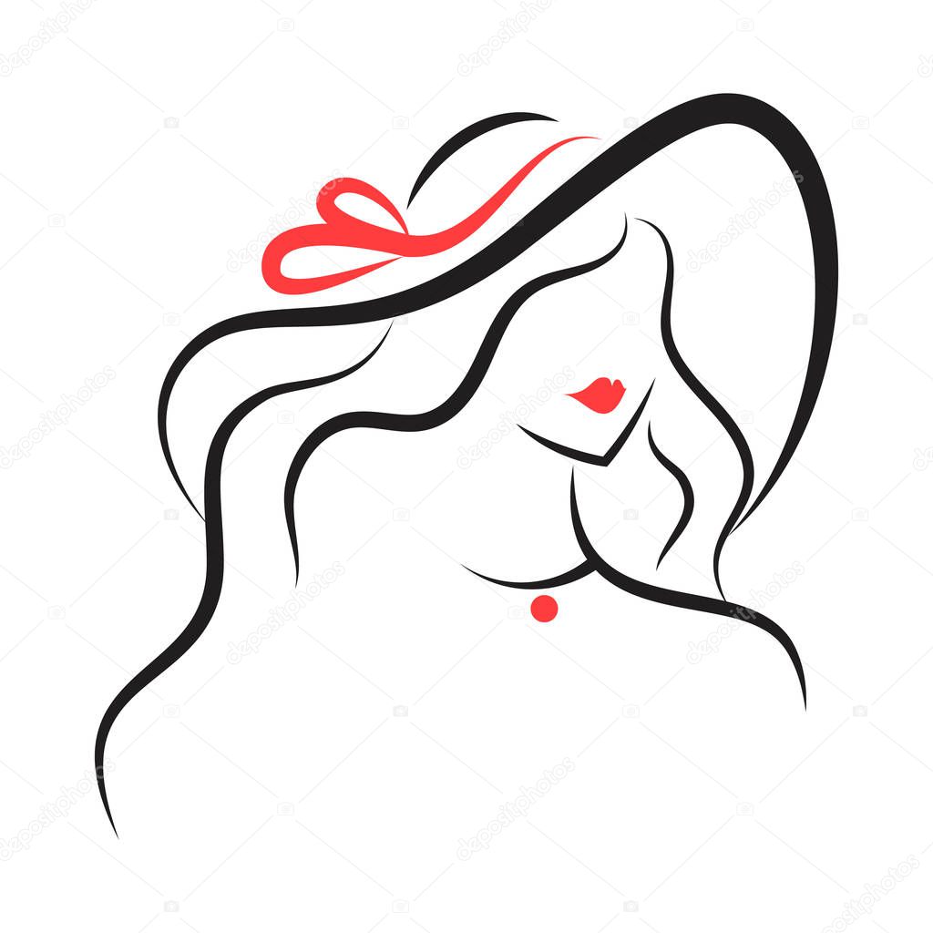 Woman glam in the hat. Vector