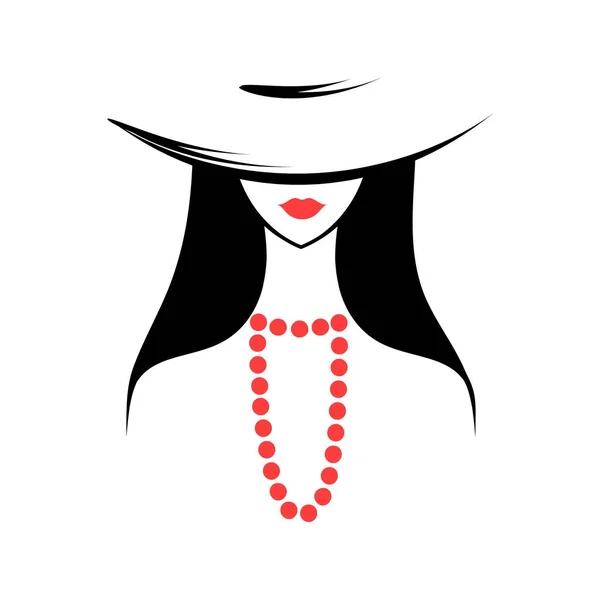 Mujer Sombrero Vista Frontal Ilustración Vectorial Aislada — Archivo Imágenes Vectoriales