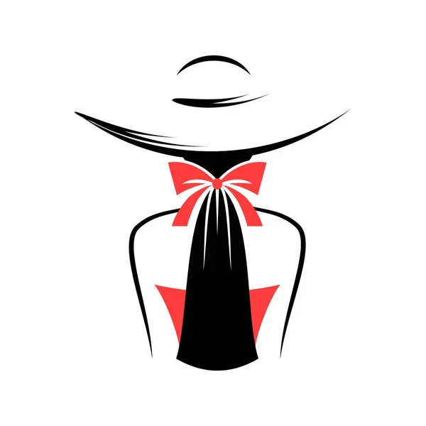 Femme Chapeau Vue Derrière Illustration Vectorielle Sur Fond Blanc — Image vectorielle