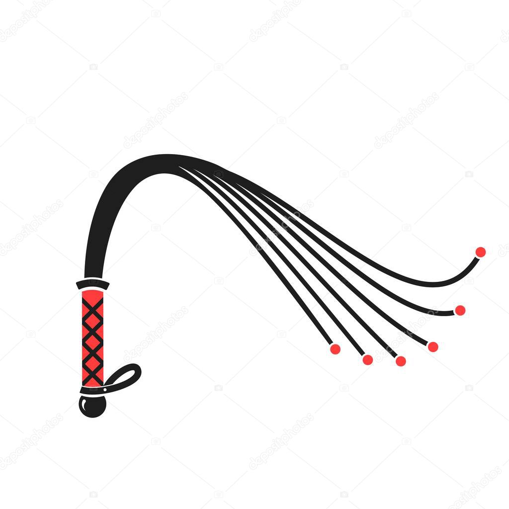 Flogger leather. BDSM device for spanking. Isolated vector illustration