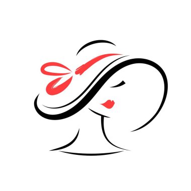 Şapkalı kadın. Önüne bak. İzole vektör illüstrasyonu