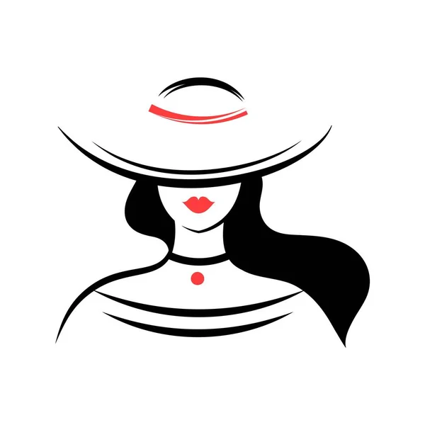 Uma Mulher Chapéu Vista Para Frente Ilustração Vetorial Isolada — Vetor de Stock