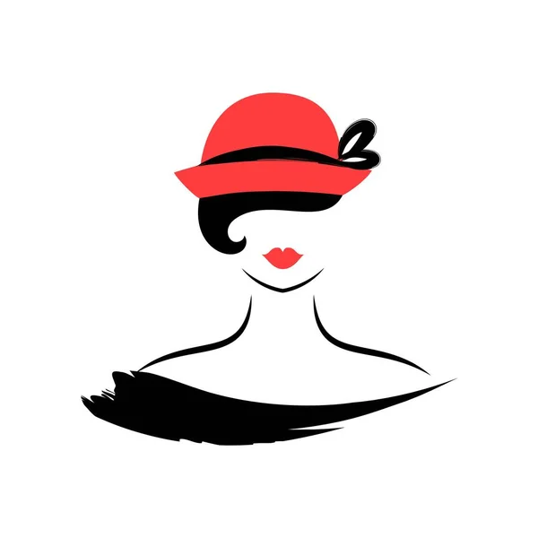 Femme Chapeau Vue Devant Illustration Vectorielle Isolée — Image vectorielle