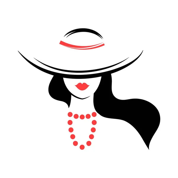 Femme Chapeau Vue Devant Illustration Vectorielle Isolée — Image vectorielle