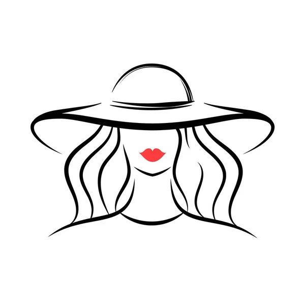 Mujer Sombrero Vista Frontal Ilustración Vectorial Aislada — Vector de stock