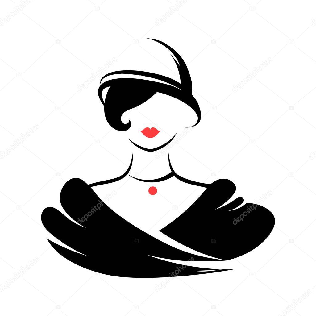Woman in the hat. View front. Isolated vector illustration