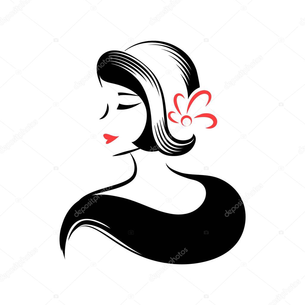 Woman in the hat. Face profile. Isolated vector illustration