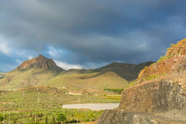 Sunset Tenerife Small Volcanos Countryside Live Village — Stock Photo, Image