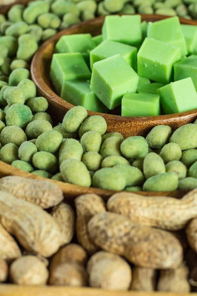 Big party green wasabi peanuts and cheese mix in oriental style