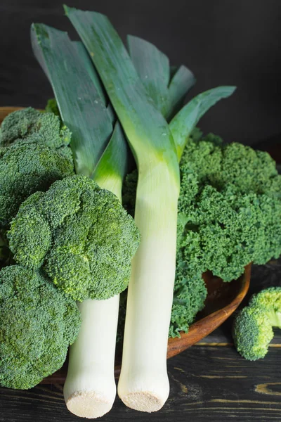 Hijau Musim Dingin Makanan Organik Segar Superfood Kale Hijau Kubis — Stok Foto