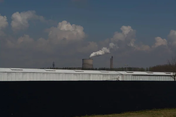Загрязнение Углекислого Газа Теплица Угольной Топливной Электростанции — стоковое фото