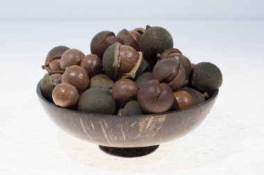 Macadamia fıstığı kabuk, yeni harvest yılında yakın çekim, alanı Kopyala
