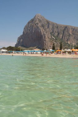 Güzel beyaz kum plaj San Vito lo Capo, Sicilya, İtalya wi