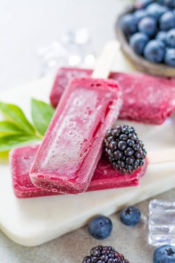 Taze yaz yaban yaban mersini ve brambleberry, ev yapımı sorbe