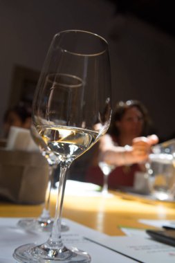 Beyaz ve kırmızı şarap tatma, şaraphane Donnafugata, Marsala, Sicilya, Itlay, 28 Mayıs 2017