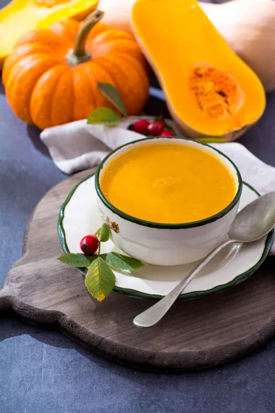 Homemade cream soup made from fresh ripe bottle gourd pumpkin — Stock Photo, Image