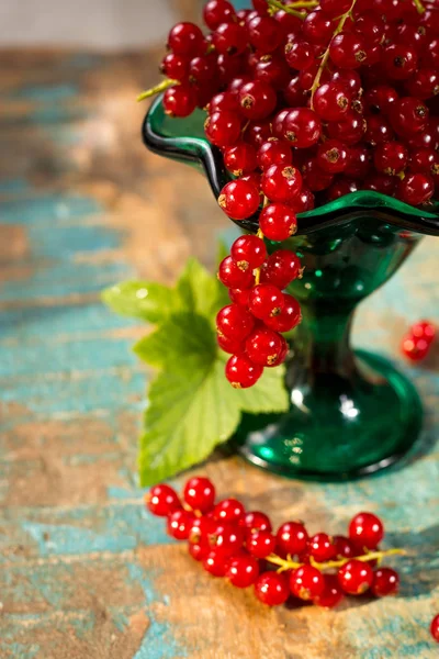 Masanın üzerine taze olgun kırmızı kuş üzümü çilek