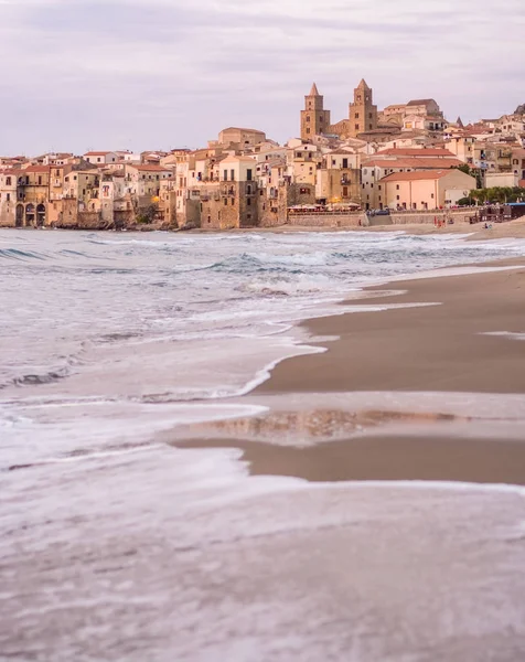 Touristic Vacation Pearl Sicily Small Town Cefalu Sunrise Sicily South — Stock Photo, Image