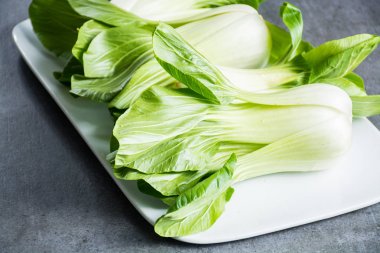 Taze çiğ bebek Bok choy veya pak choi Çin lahanası