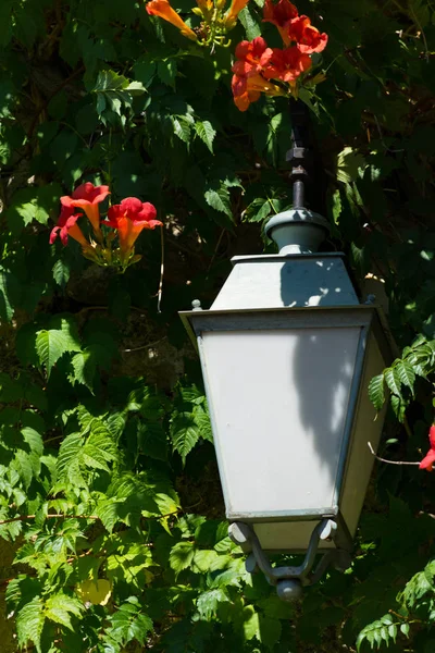 Franse stijl oude vintage straat licht in klein dorpje in de Provence — Stockfoto