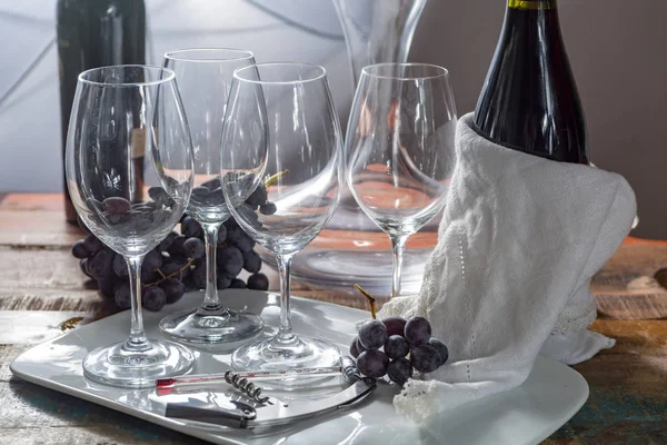 Evento profesional de cata de vinos tintos con copa de vino de alta calidad — Foto de Stock