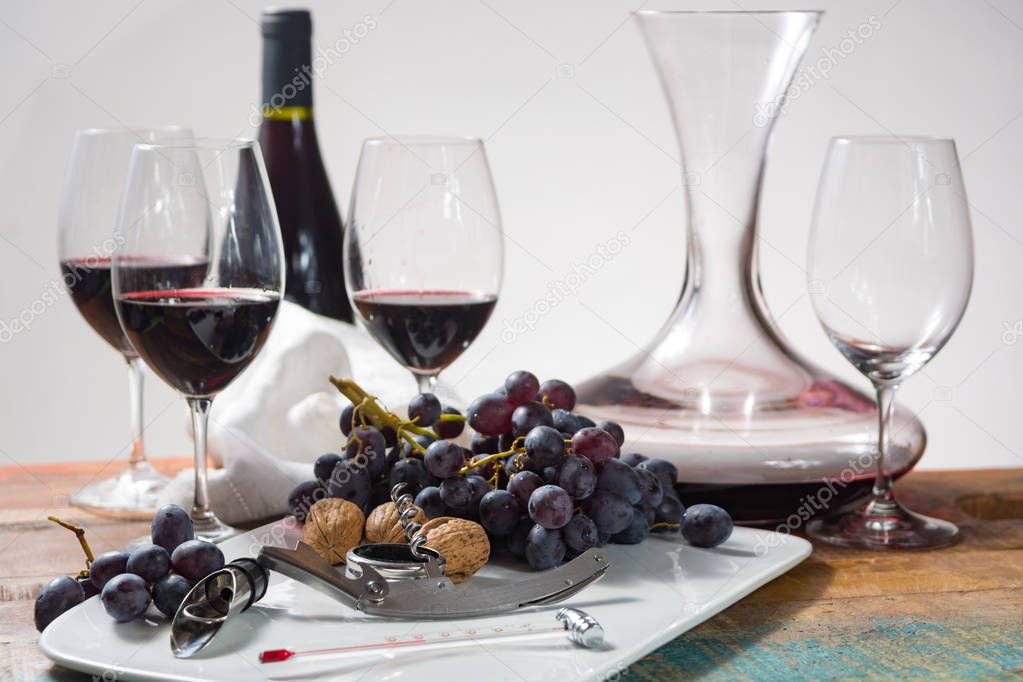 Professional red wine tasting event with high quality wine glass