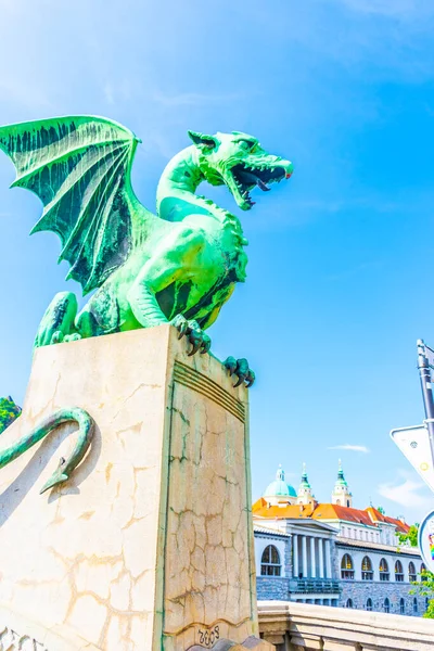 Die Statue Des Drachen Von Ljubljana Das Symbol Der Stadt — Stockfoto