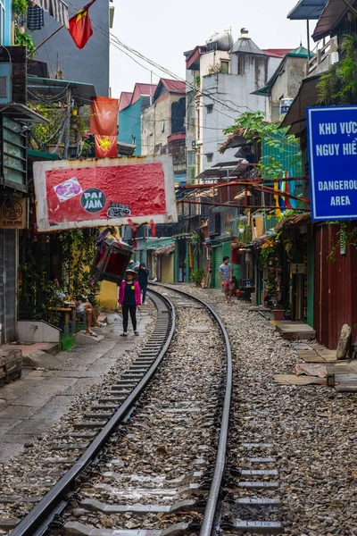 Hanoi Vietnam Januari 2020 Treinstraat Van Hanoi — Stockfoto