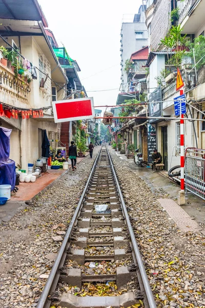 Hanoi Vietnam Janvier 2020 Rue Train Hanoi — Photo