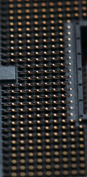 Empty cpu processor socket on a computer motherboard macro — Stock Photo, Image