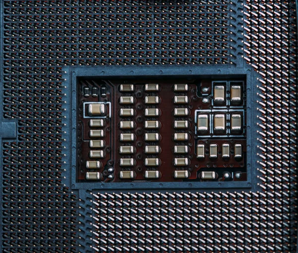 Lege processor-aansluiting van de cpu van een computer moederbord macro — Stockfoto