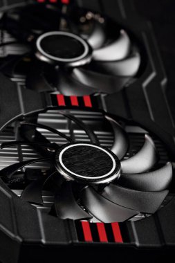 ekran kartı closeup.selective odak Soğutucular. Kavram bilgisayar donanım