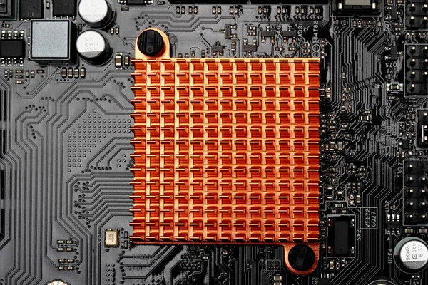 Close-up van computer moederbord achterkant. Concept computer Hardware — Stockfoto